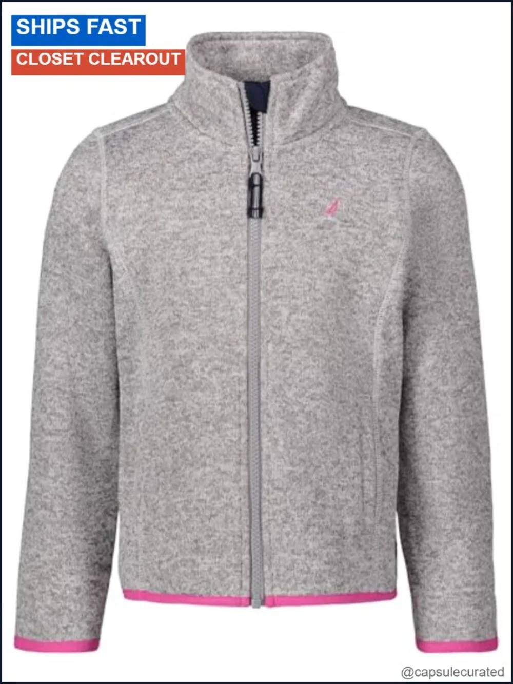 Girls Full-Zip Fleece Jacket Lightweight Wind Resistant with Pockets